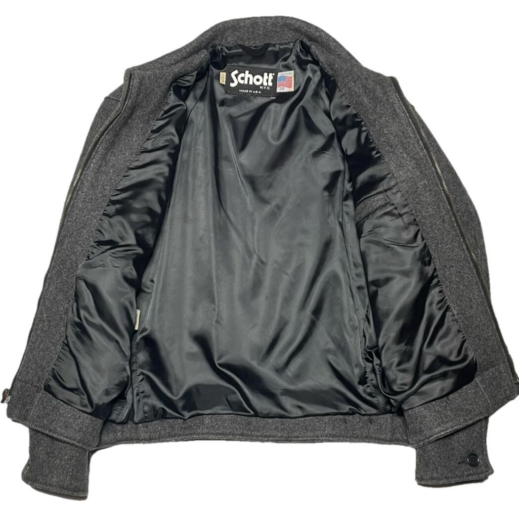 MADE IN USA製 SCHOTT ウール襟付きシングルライダース