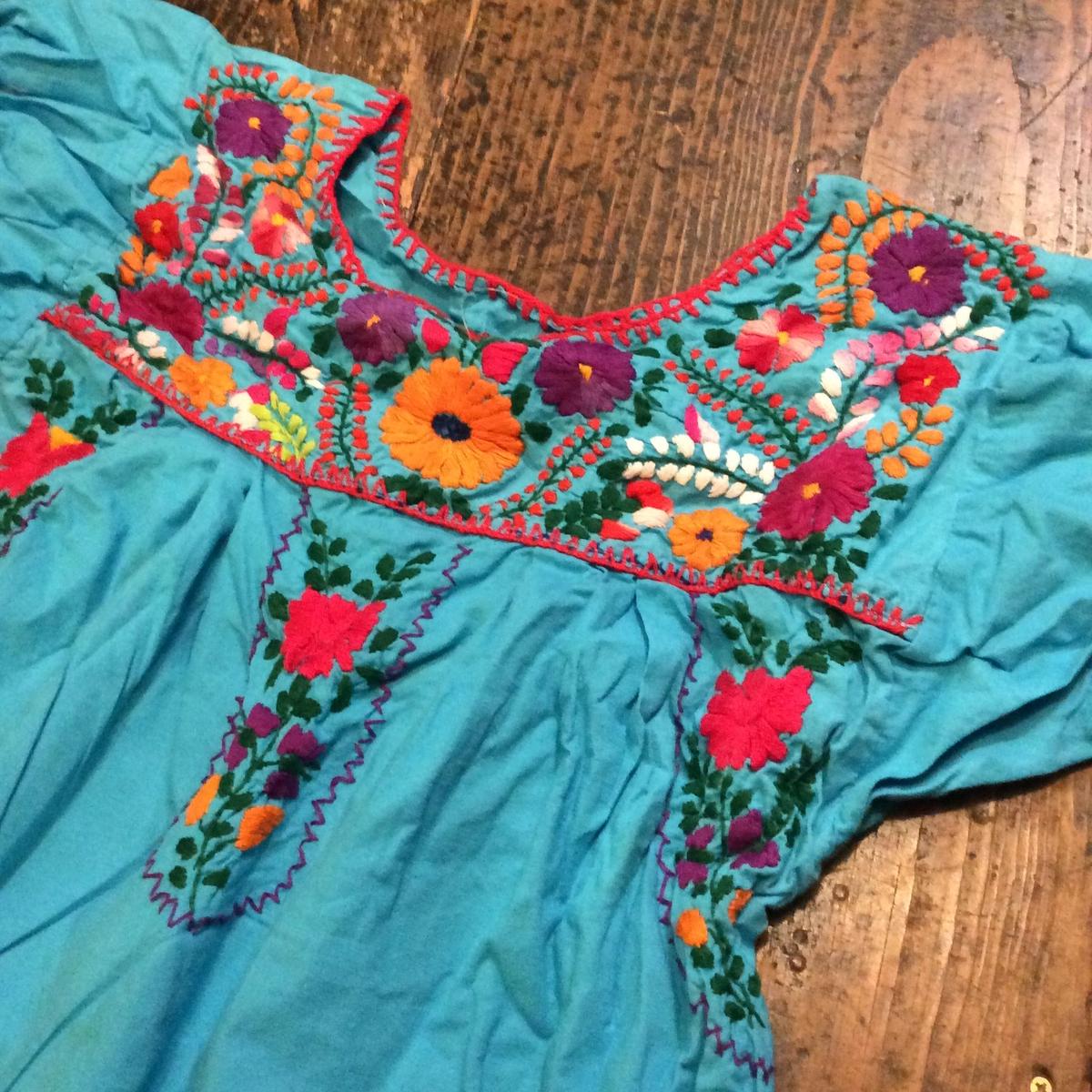 Used メキシコ 刺繍ワンピース Garden730