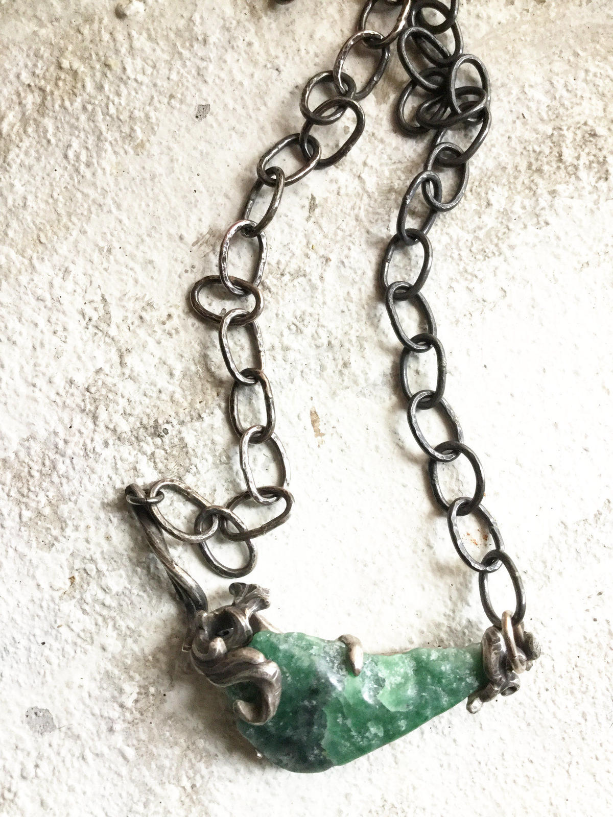 ラフ翡翠 自作チェーンネックレス Gasbuner