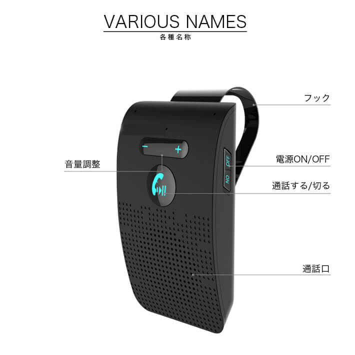 ハンズフリー スピーカーフォン ワイヤレス 車 車載 Bluetooth5 0 通話 電話 振