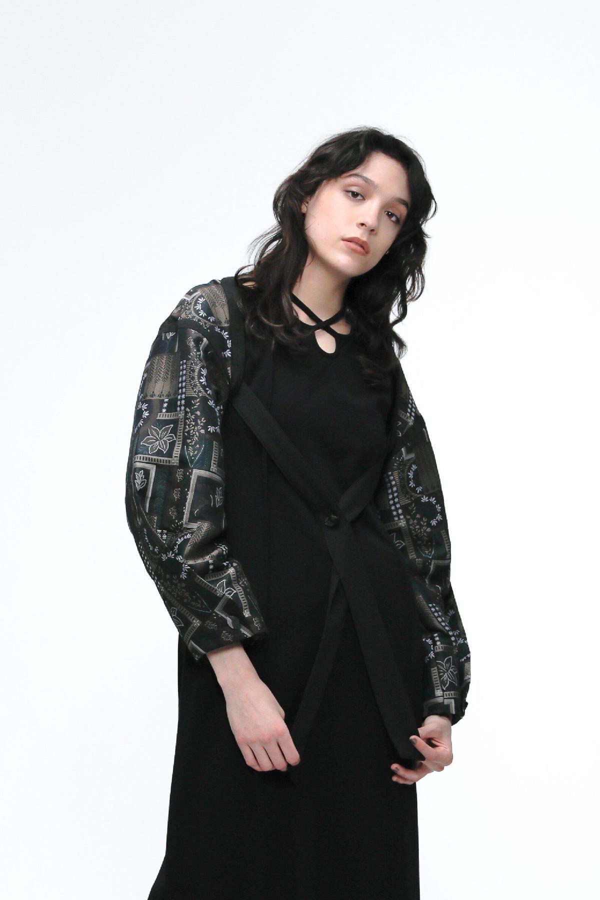 murral /Landscape jacquard bolero (Black) | gli...