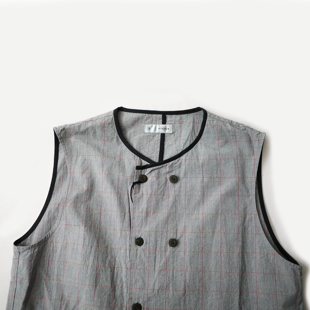 nisica ニシカ |ダブルボタンベスト｜GREY | GOUACHE FUKUOKA