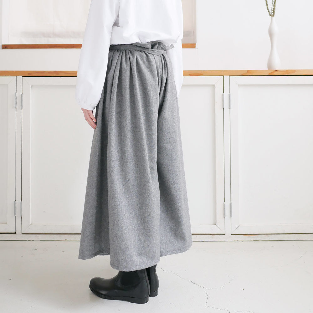g｜glam｜グラム｜フロントギャザーワイドパンツ｜GRAY｜g-110