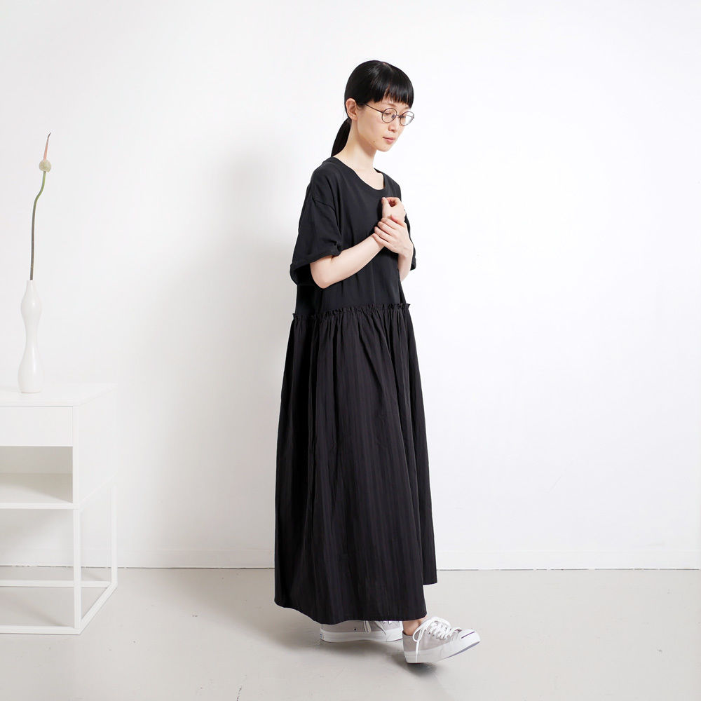 Dahl Ia ダリア リメイクウエスト切替えギャザーワンピース ブラック Hd 8