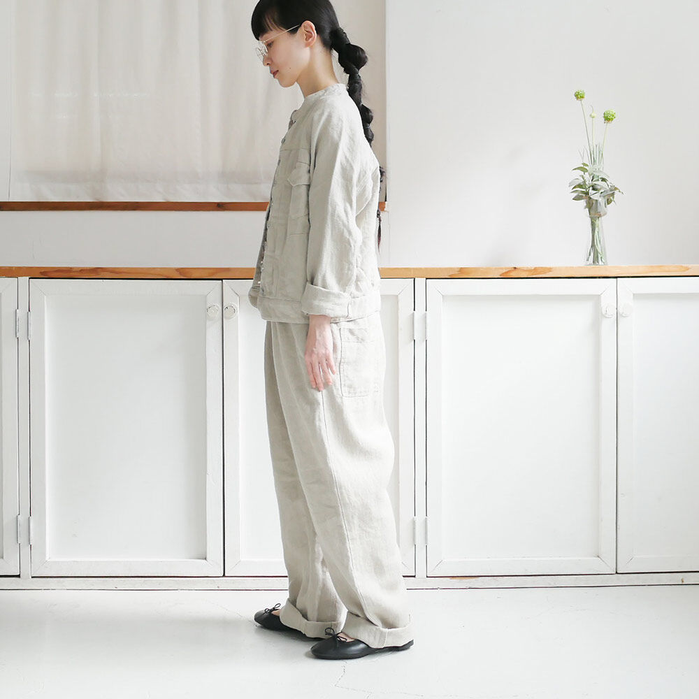 Si-Si-Si comfort|スースースーコンフォート|N-603L |ヘヴィリネンスタンドカラージャケット| ECRU