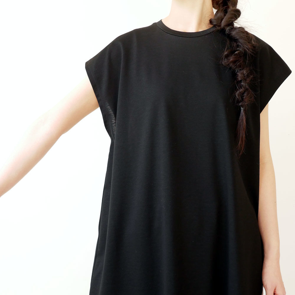 Sacra サクラ コットンリネンジャージーワンピース Black