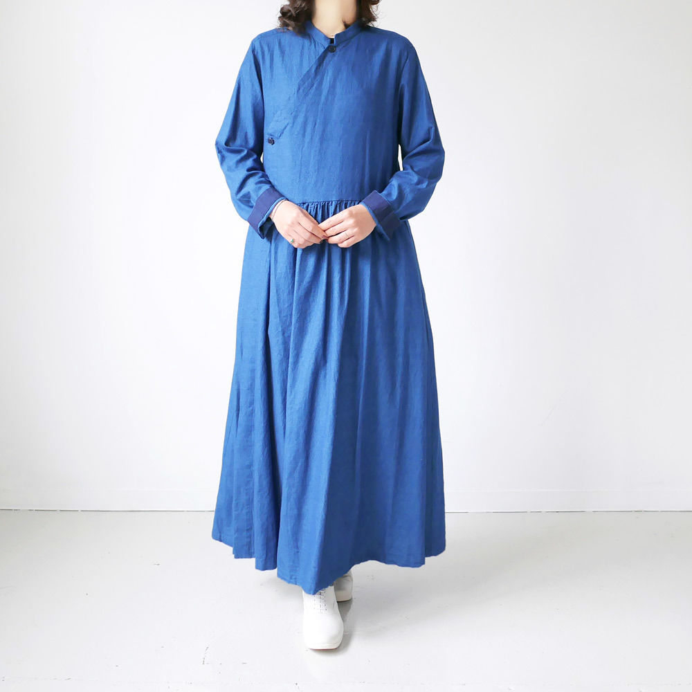 Blue Blue Japan ブルーブルージャパン インディゴフランネル クルタロングワンピ
