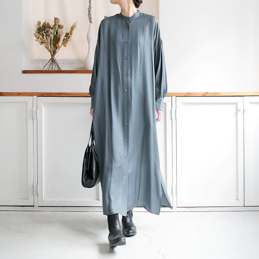 SACRA | サクラ|TRIACE VINTAGE TWILL OP ギャザースリーブワンピ...