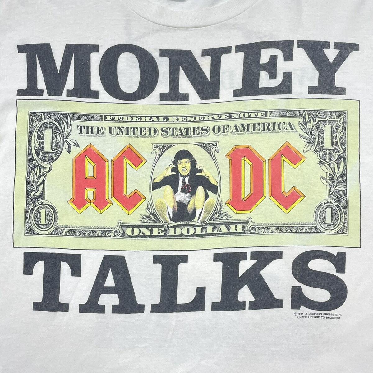 T-shirt AC/DC Money Talks 1990-1991 - Homme, Noir, Tailles S à 5XL, 100% Coton