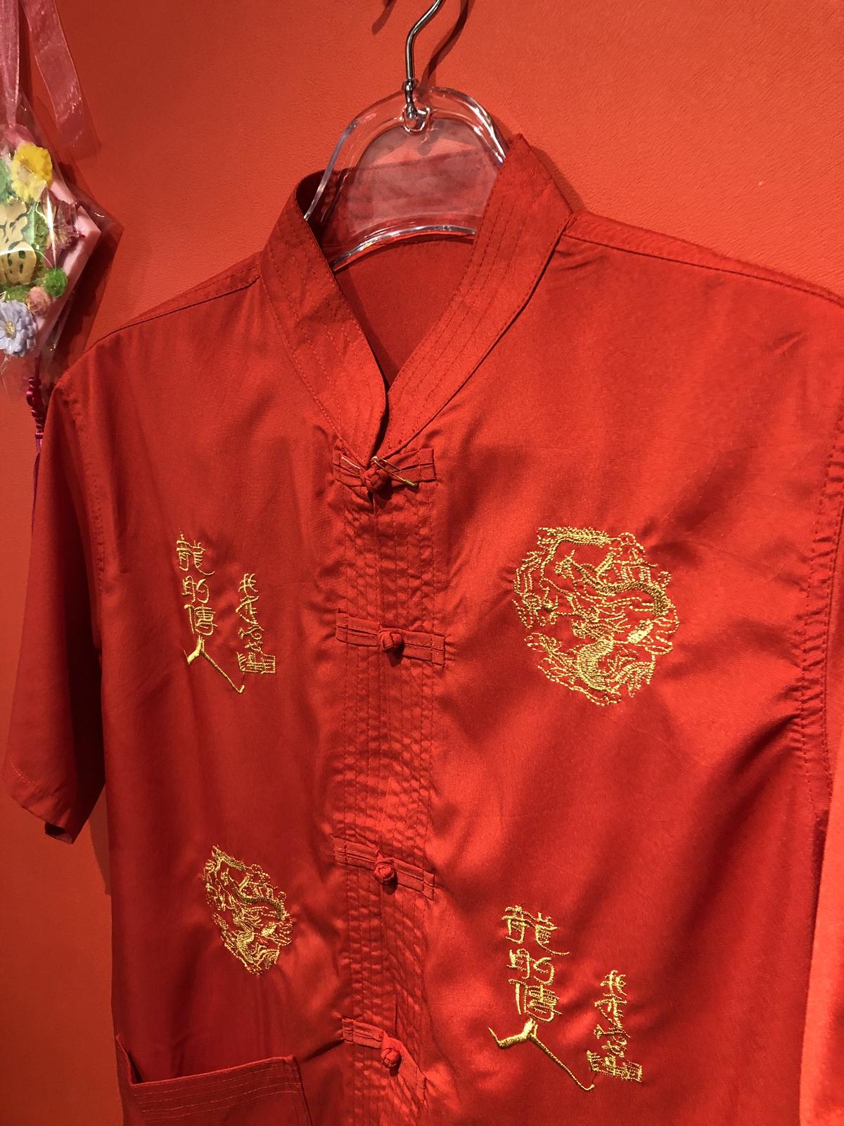 サイズ交換対象外 ロカビリー 桃色天国 刺繍ドラゴンシャツ M386