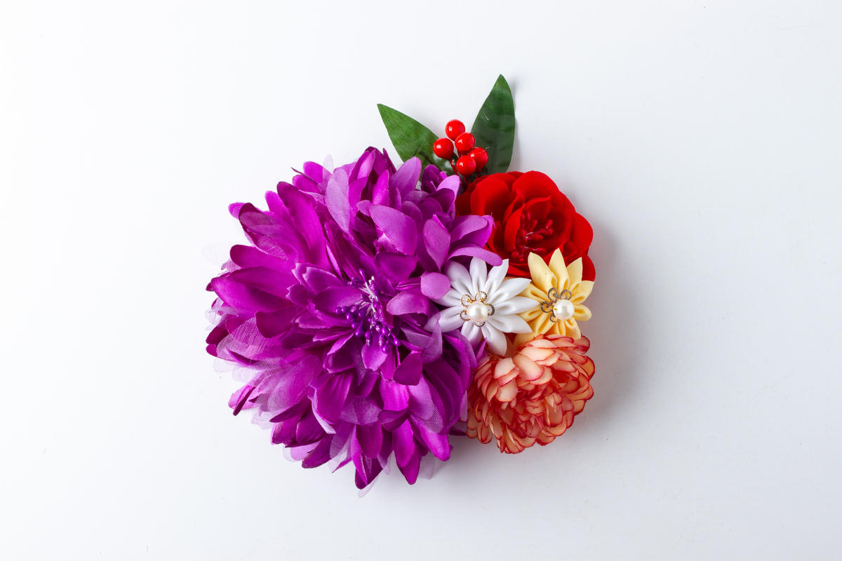 Ha 0353 成人式 卒業式 お花 髪飾り 和風オリジナル髪飾り 紫 つまみ細工 日本製