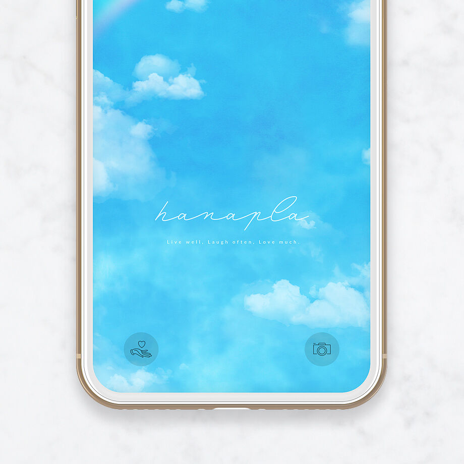 虹の７色エネルギー 青空と白い雲に架かるレインボーがドラマチックなスマホ壁紙 おしゃれ待