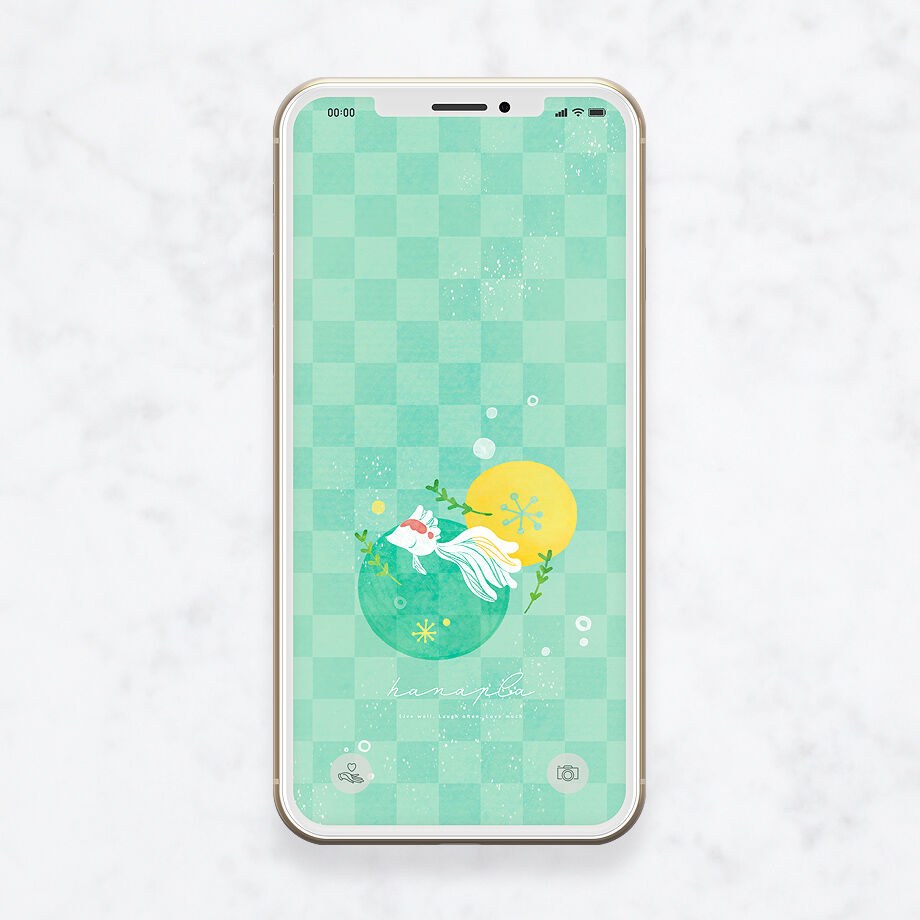 白い金魚 金運アップのシンボル 金魚 和風スマホ壁紙 グリーン おしゃれ待ち受け画面のハ