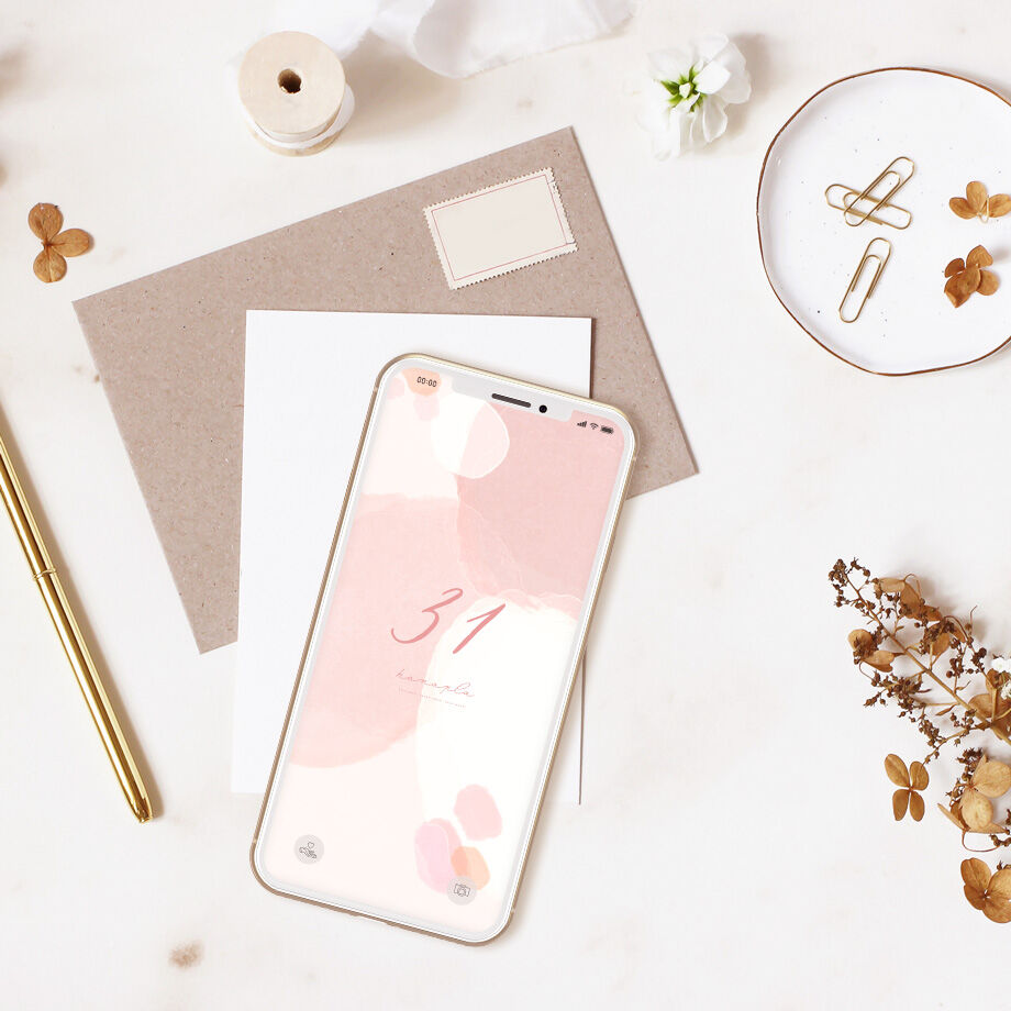 恋愛運アップ ラッキーナンバー３１数字 くすみピンク壁紙 おしゃれ待ち受け画面のハナプラ