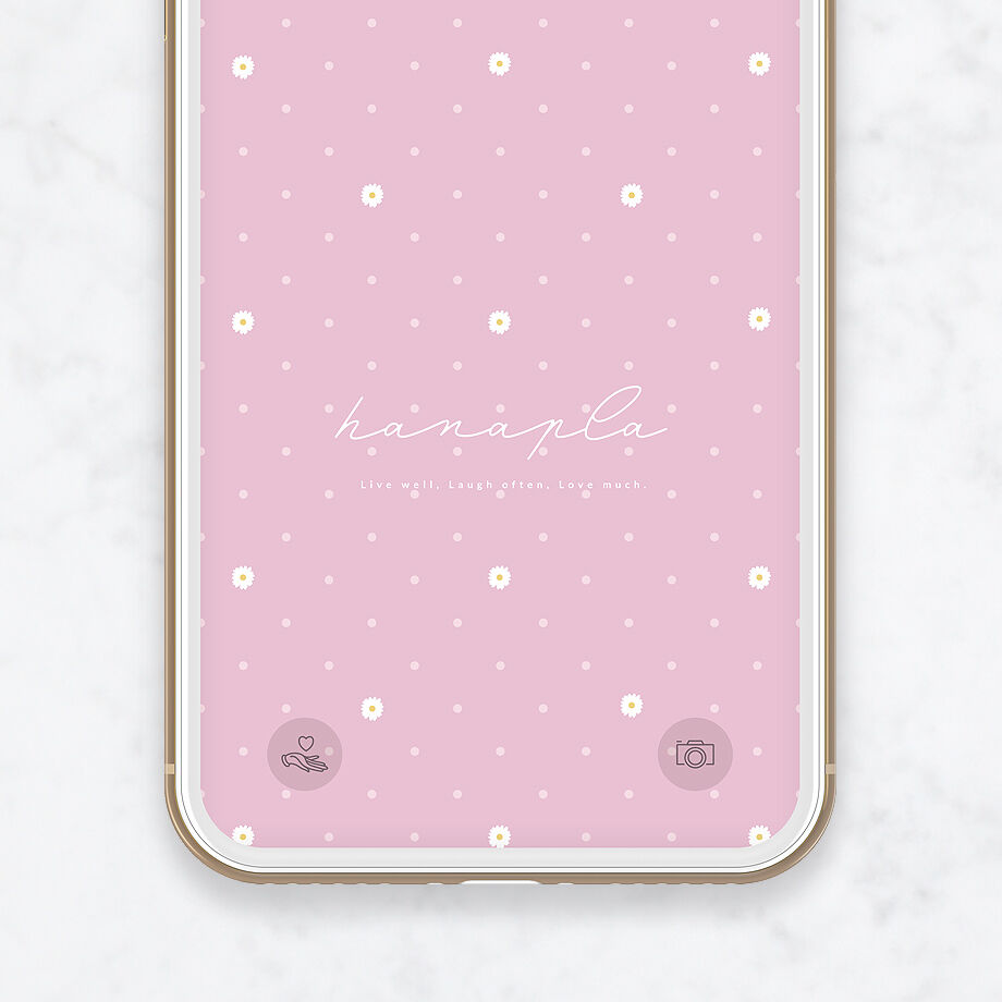 待ち受け画像 おしゃれピンクと小さなお花の可愛いドット柄スマホ壁紙 おしゃれ待ち受け画面
