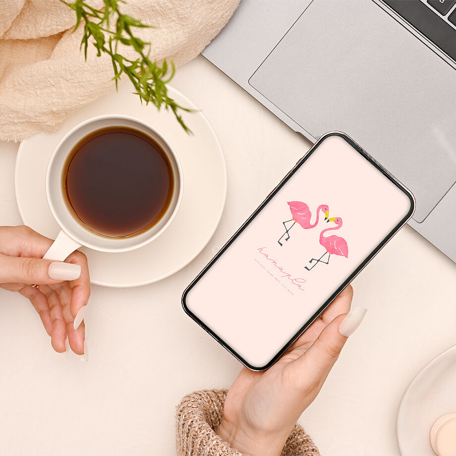 恋愛運アップ シンプルかわいいフラミンゴハートのスマホ壁紙 Hanapla おしゃれ待