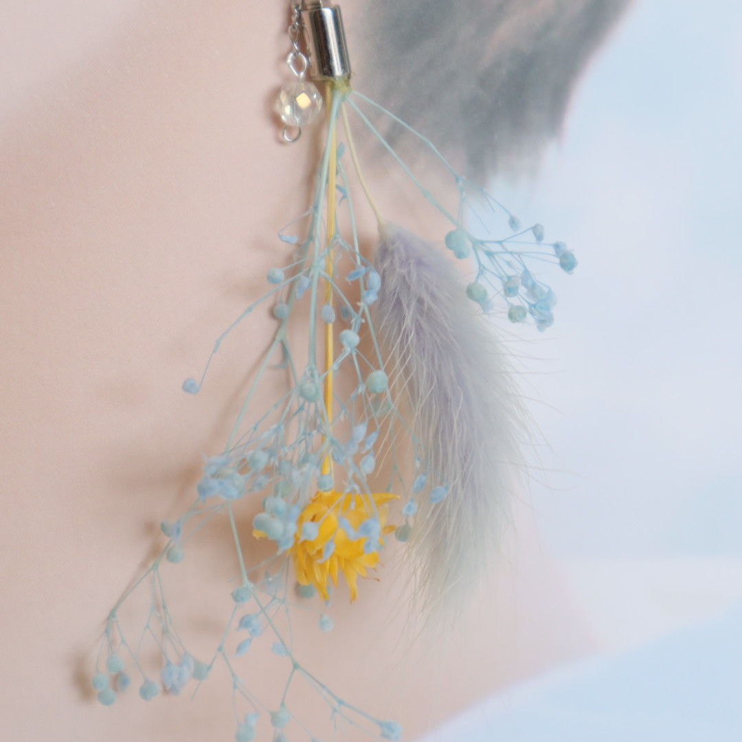 ドライフラワー 天然石の花束ピアス Or イヤリング 猫じゃらし Reira Un