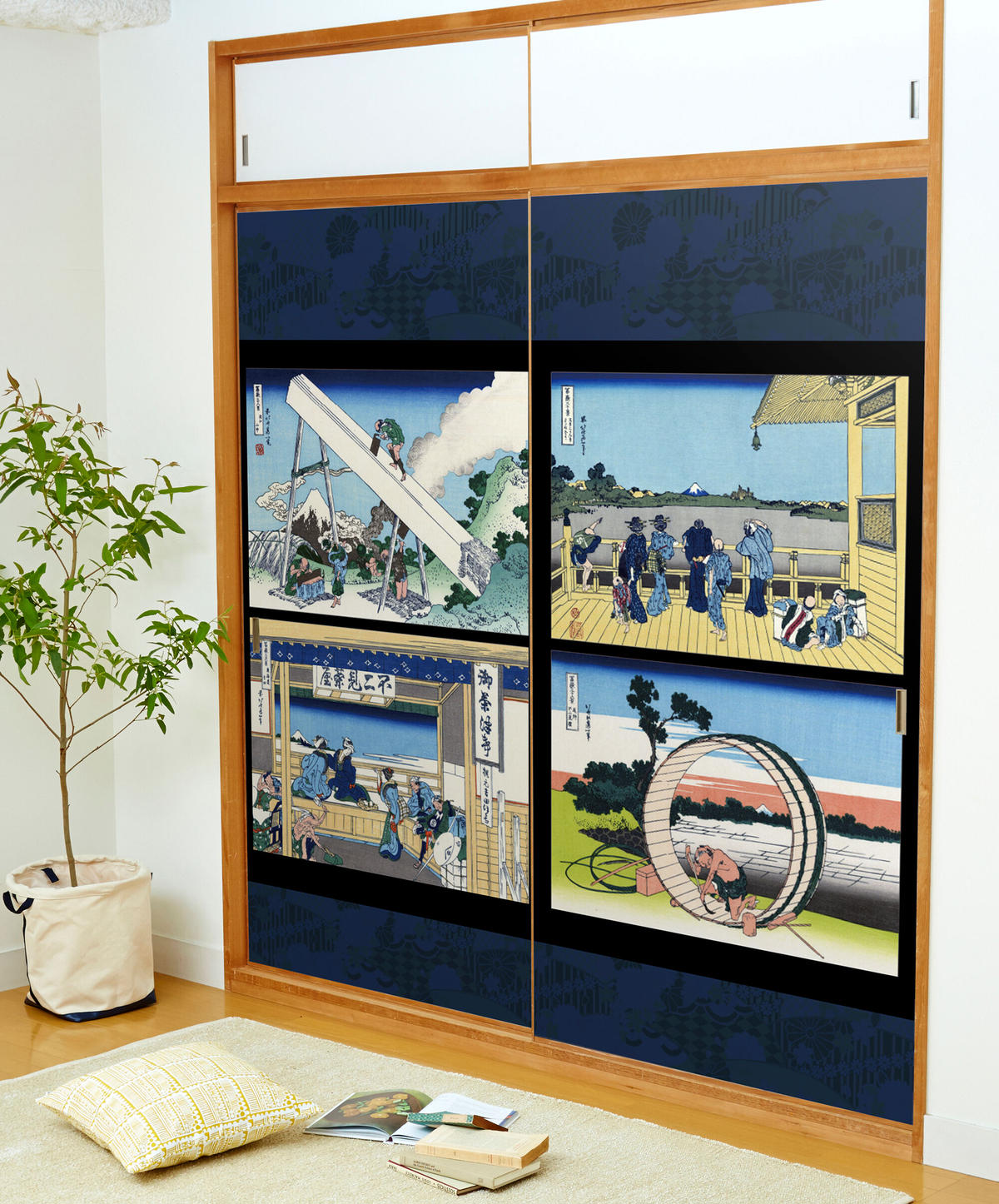 浮世絵ふすま紙 葛飾北斎 人々の営み JPK-048F 2枚1組 水で貼るタイプ 幅91cm×... 浮世絵ふすま紙 葛飾北斎 人々の営み JPK-048F 2枚1組 水で貼るタイプ 幅91cm×...