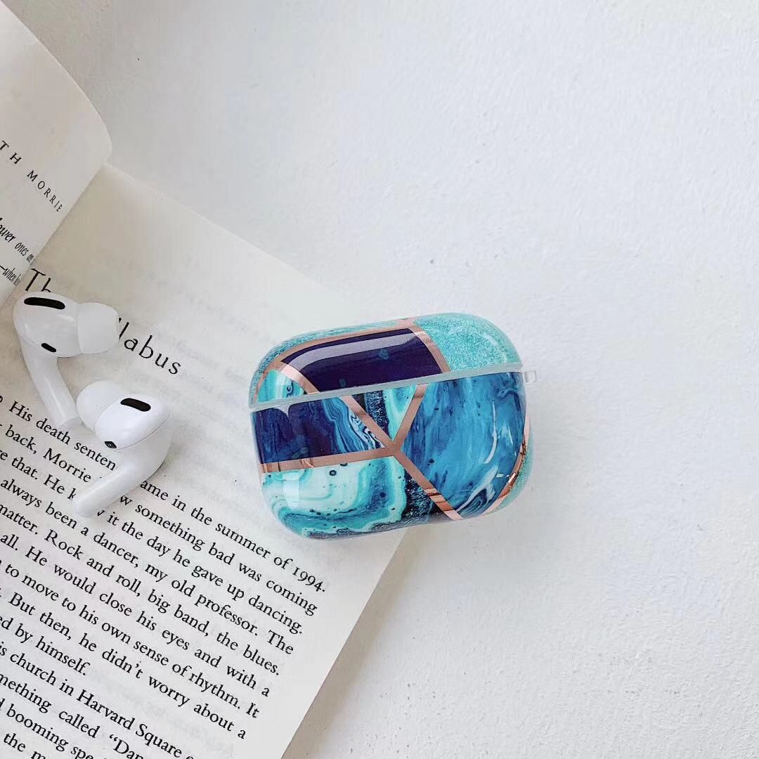 青い大理石 テクスチャ エアーポッズプロケース Airpods Pro Case ケース カバ