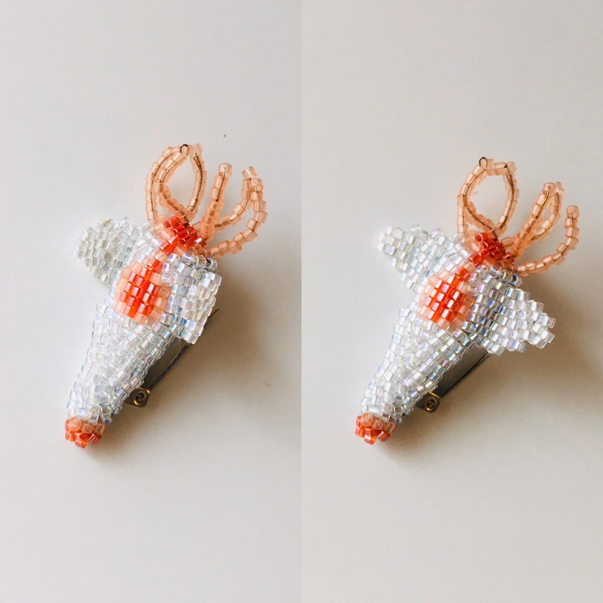 Jiss クリオネ バッカルコーン ビーズ刺繍ブローチ へんてこ屋 通販