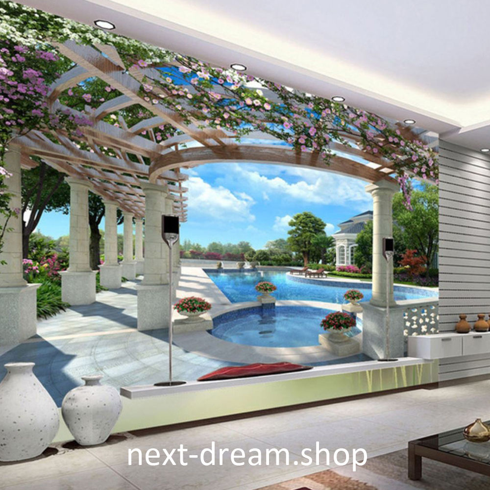 ３d 壁紙 1ピース 1 自然風景 プール 空 パレス 花 インテリア 装飾 寝室 リビング