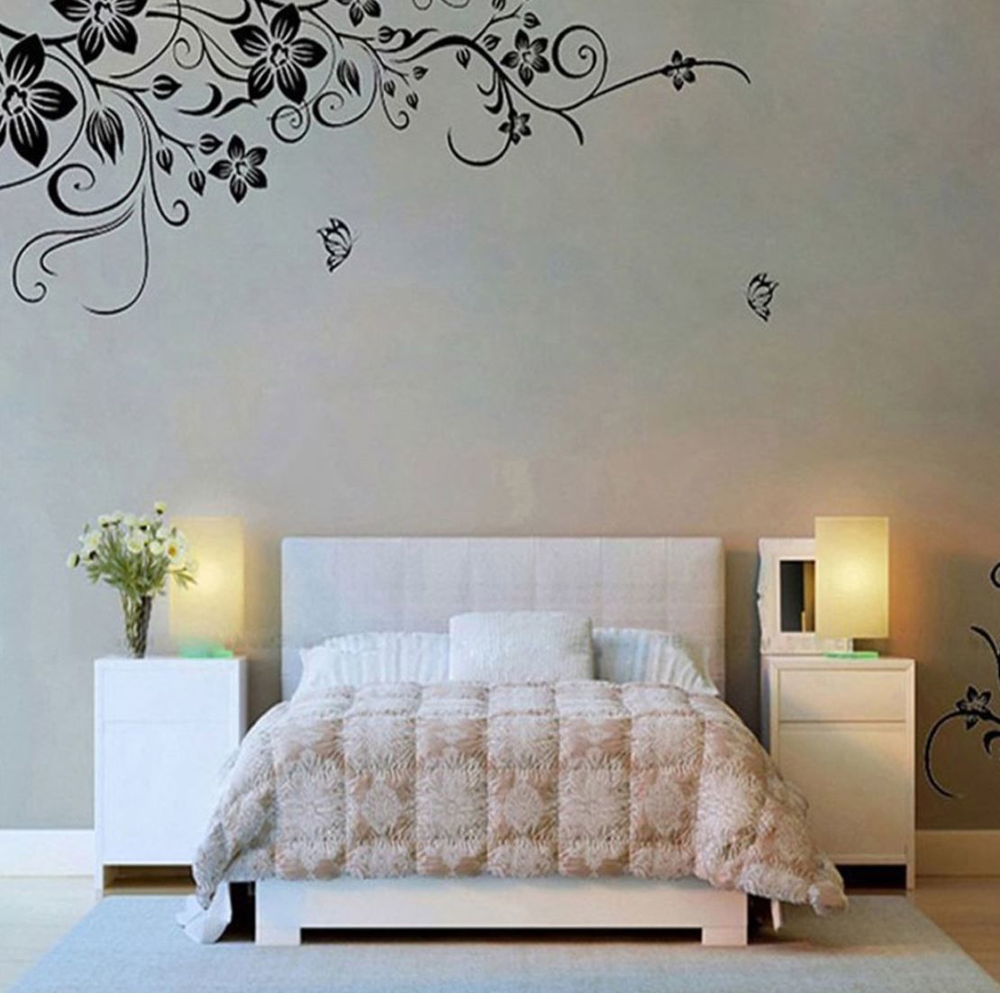 ウォールステッカー 黒 花つる 大きめサイズ 壁 シール おしゃれ DIY キッチン 寝室...