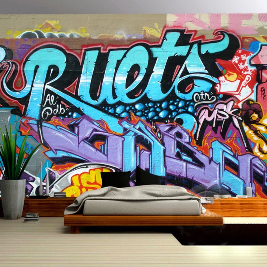 ３d 壁紙 1ピース 1 ウォールアート 落書き ストリート インテリア 装飾 寝室 リビン