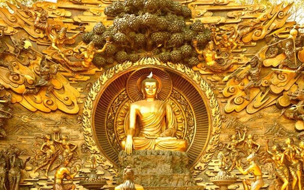 カスタム３d壁紙 1ピース 1 仏像 金色 仏教 寺院 お釈迦様 お店 クロス張替 リメ