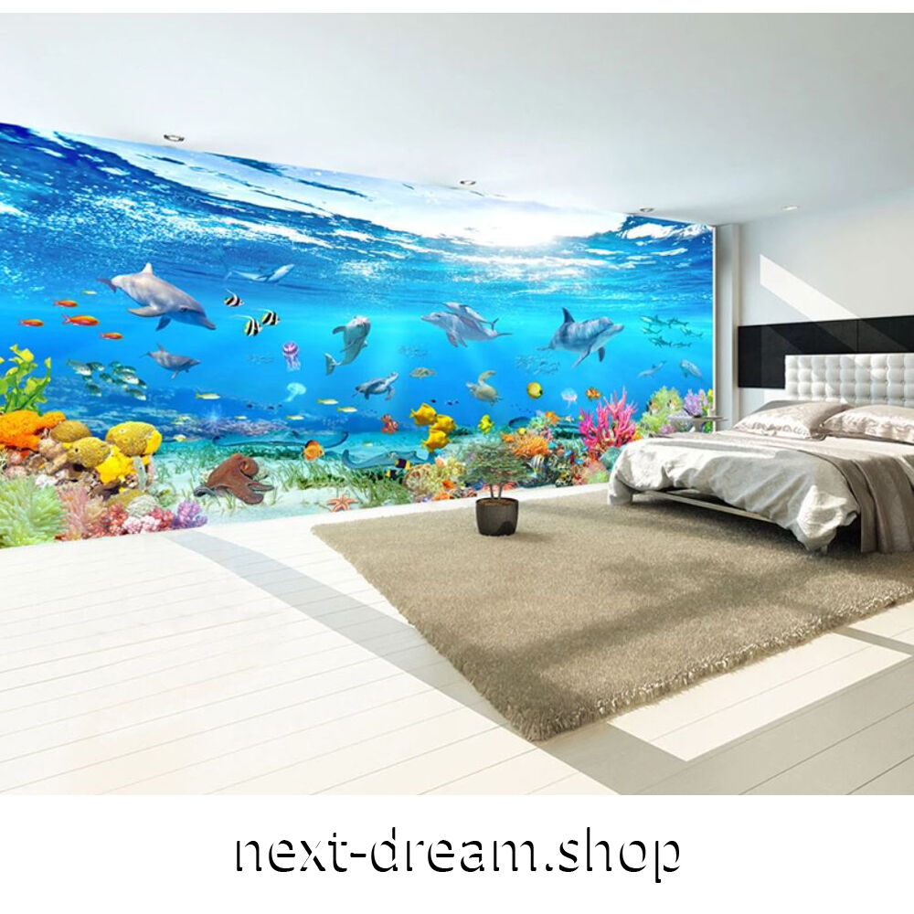 カスタム３d壁紙 1ピース 1 海中 いるか 海底 珊瑚 子供部屋 リビング 寝室 ウォール