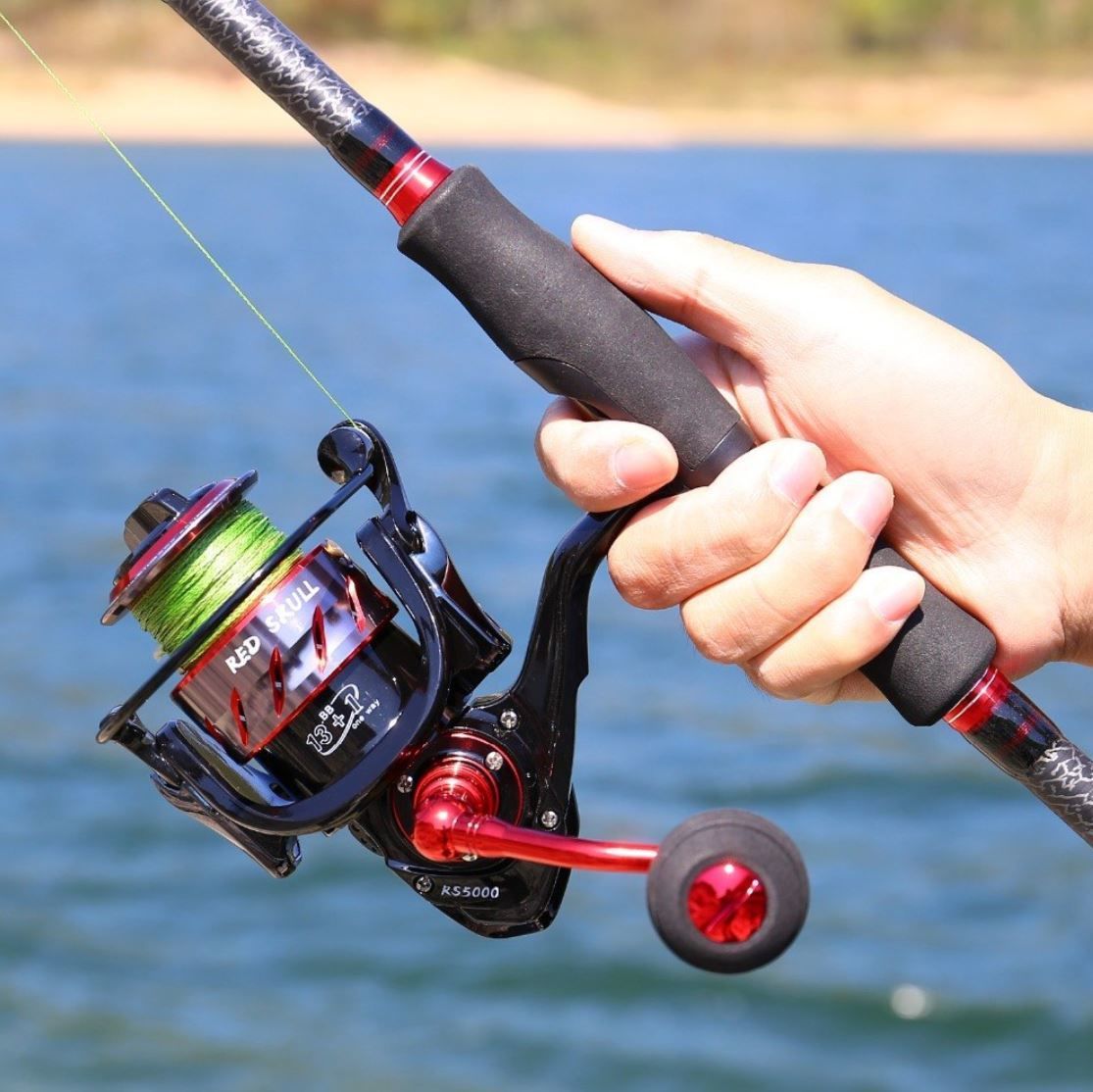 新品 スピニングリール 釣り道具 フィッシング 鯉釣り 黒 メタルレッド 1000 0