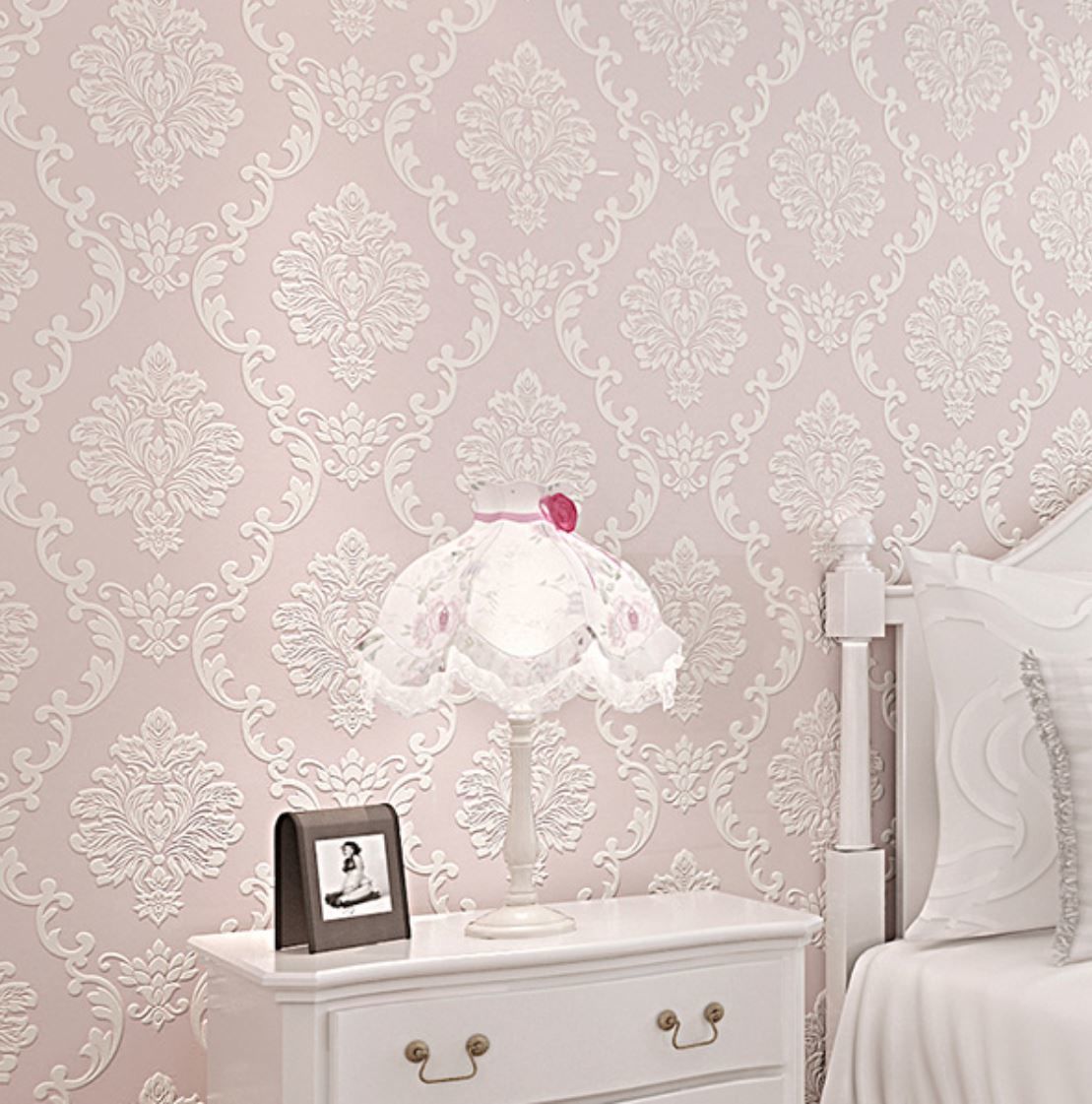 ３d 壁紙 53 1000 花柄 ダマスク Diy 不織布 カビ対策 防湿 防水 吸音 イン