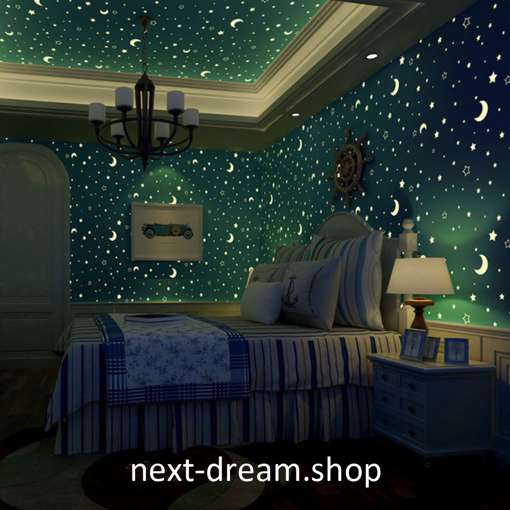 ３d 壁紙 53 1000 子供部屋 光る 夜空 Diy 不織布 カビ対策 防湿 防水 吸音