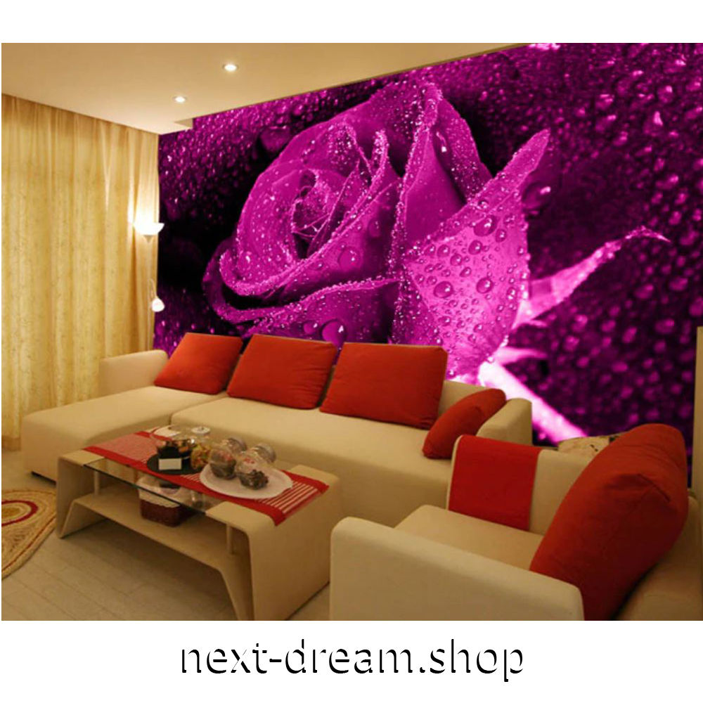 カスタム３d壁紙 1ピース 1 パープルローズ 薔薇 花 キッチン 寝室 リビング クロス張