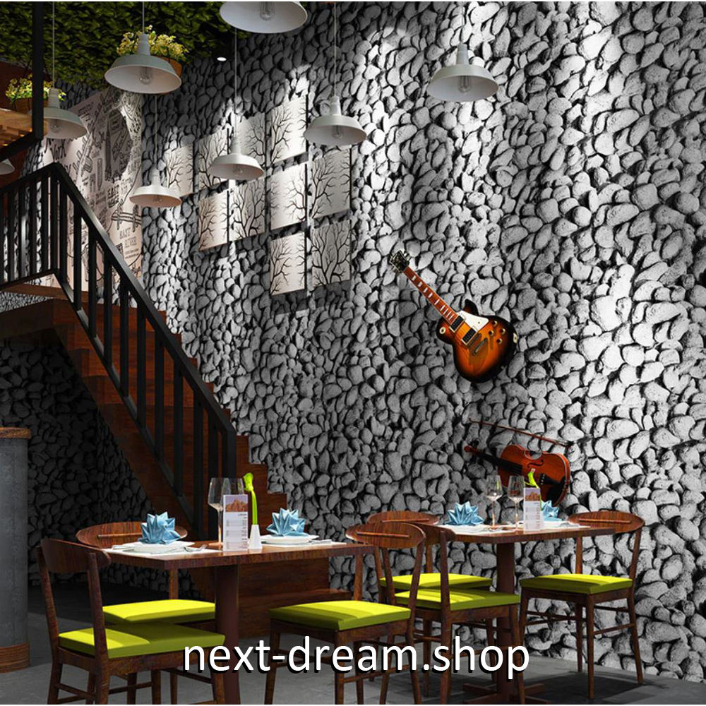 壁紙 石レンガ 石畳 グレー ヴィンテージ 自然風景 53cm 10m 高級ウォールペーパ