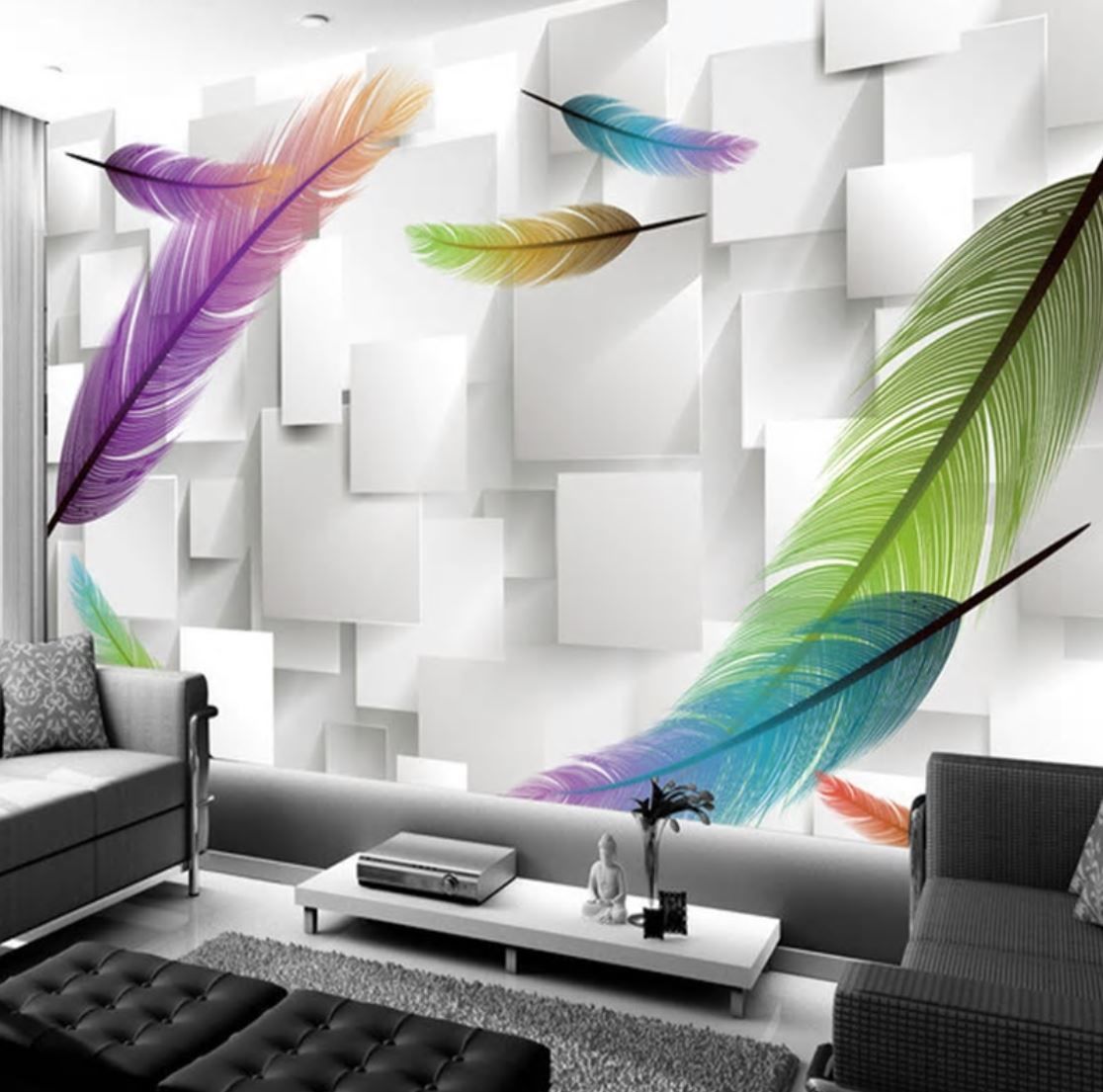 ３d 壁紙 1ピース 1 モダン 羽根 立体アート インテリア 部屋 寝室 リビング 防湿