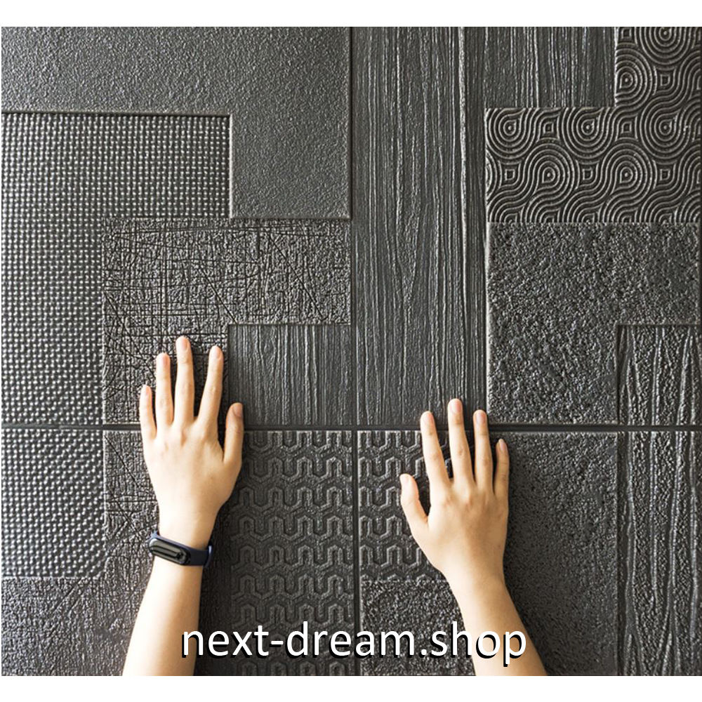 【3D壁紙ステッカー】 70×70cm 厚さ7ミリ 立体ブロックタイルデザイン グレー テトリ...