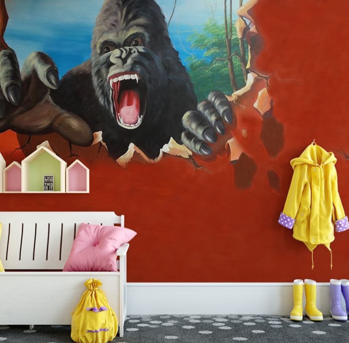 ３d 壁紙 1ピース 1 ウォールアート 壁からゴリラ インテリア 装飾 寝室 リビング 耐