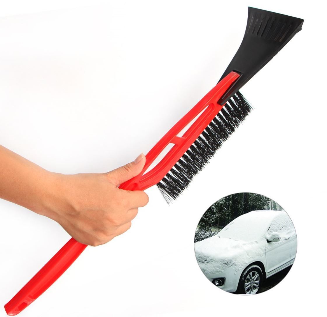 アイススクレーパー ブラシ付 除雪 雪かき道具 シャベル 車 雪対策 黒 赤 洗浄 クリーニン