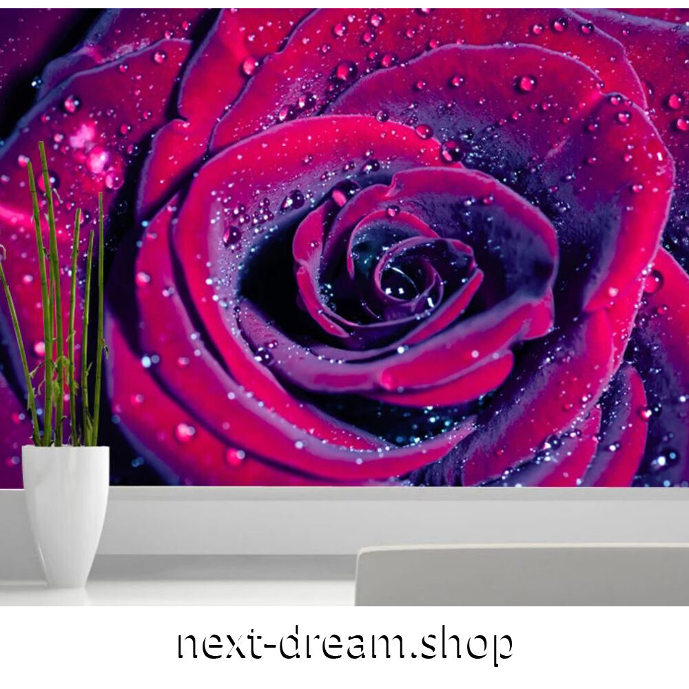 カスタム３d壁紙 1ピース 1 赤い薔薇 ローズ 水滴 ５d素材 部屋 リビング 寝室 ショ