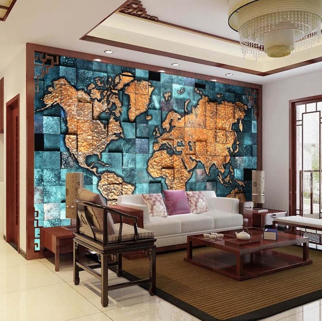 ３d 壁紙 1ピース 1 タイルデザイン 世界地図 Diy リフォーム インテリア 部屋 寝