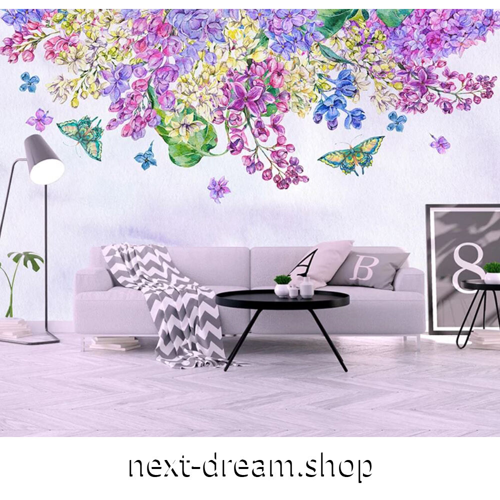 カスタム３d壁紙 1ピース 1 花 絵 紫 ラベンダー 蝶 部屋 リビング 寝室 ショップ