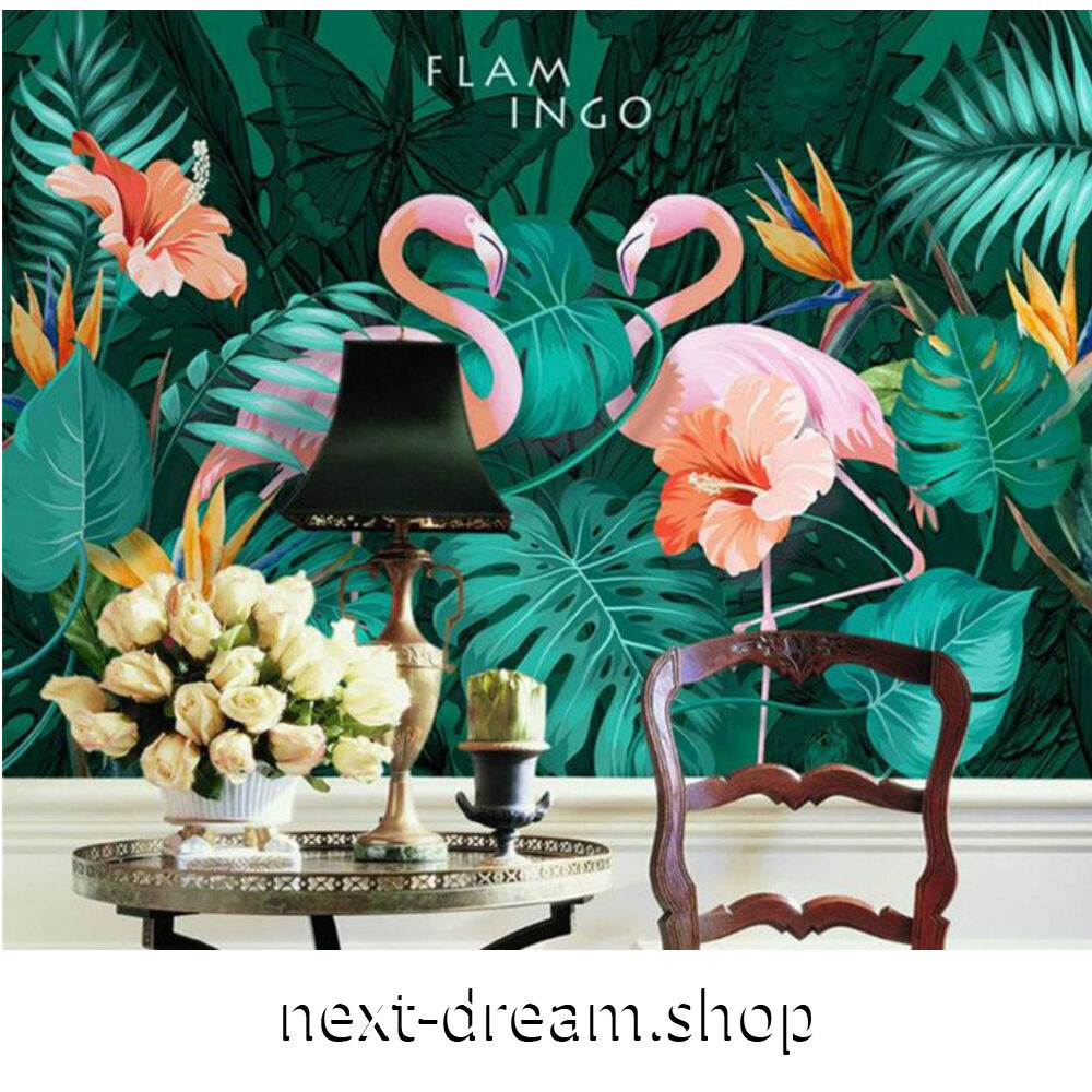 カスタム３d壁紙 1ピース 1m2 ピンクフラミンゴ Flamingo ハイビスカス キャ
