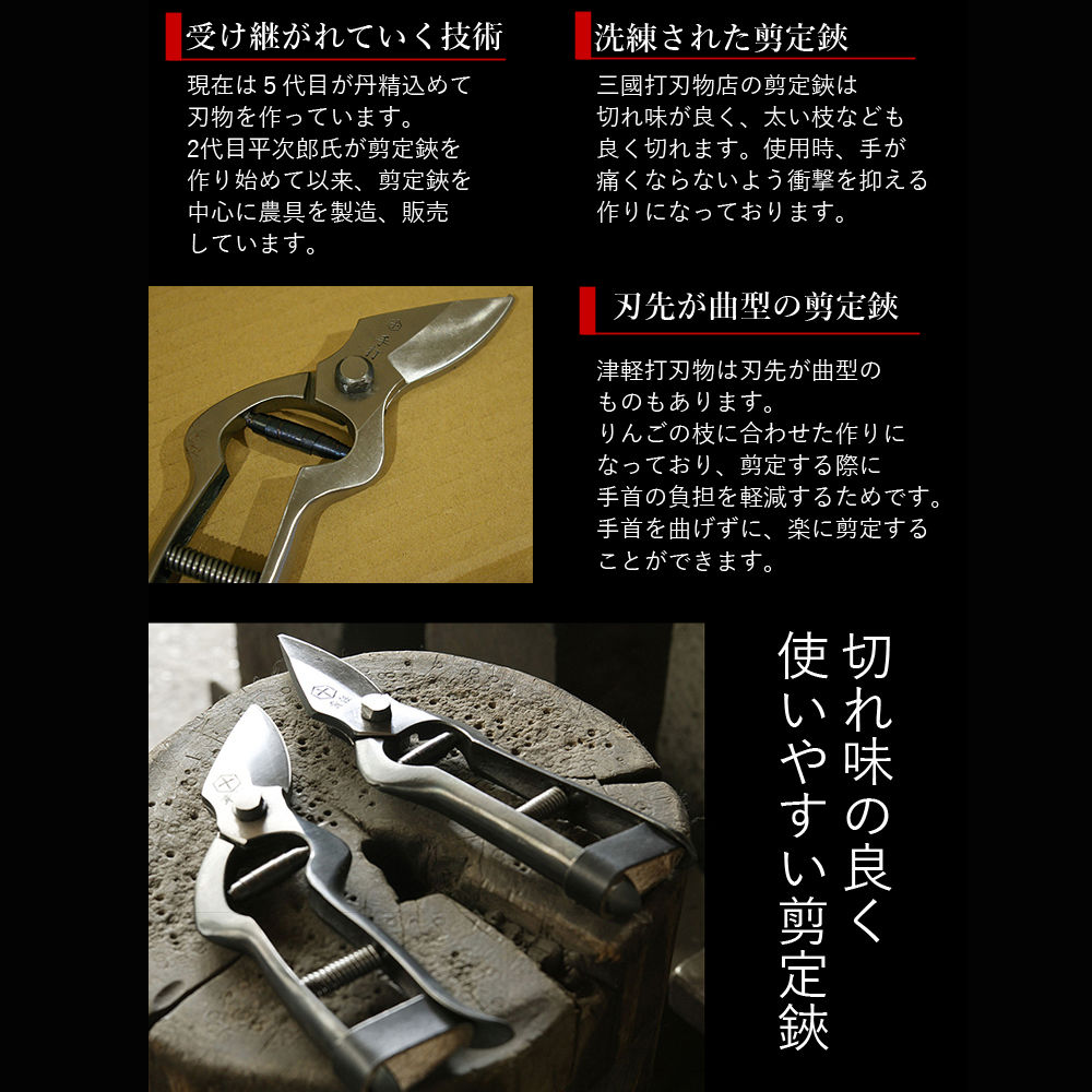 旭川剪定鋏　A型 230mm ロウ付け 一心堂義近 剪定鋏 A型 230㎜ ロウ付け 藤沢刃物店 山形