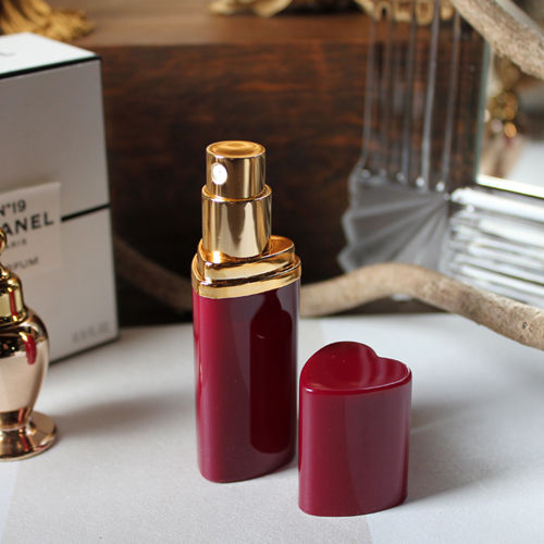 レターパック対応 ハート型bigサイズ 携帯用アトマイザー ７ml ホワイト ワインレッド