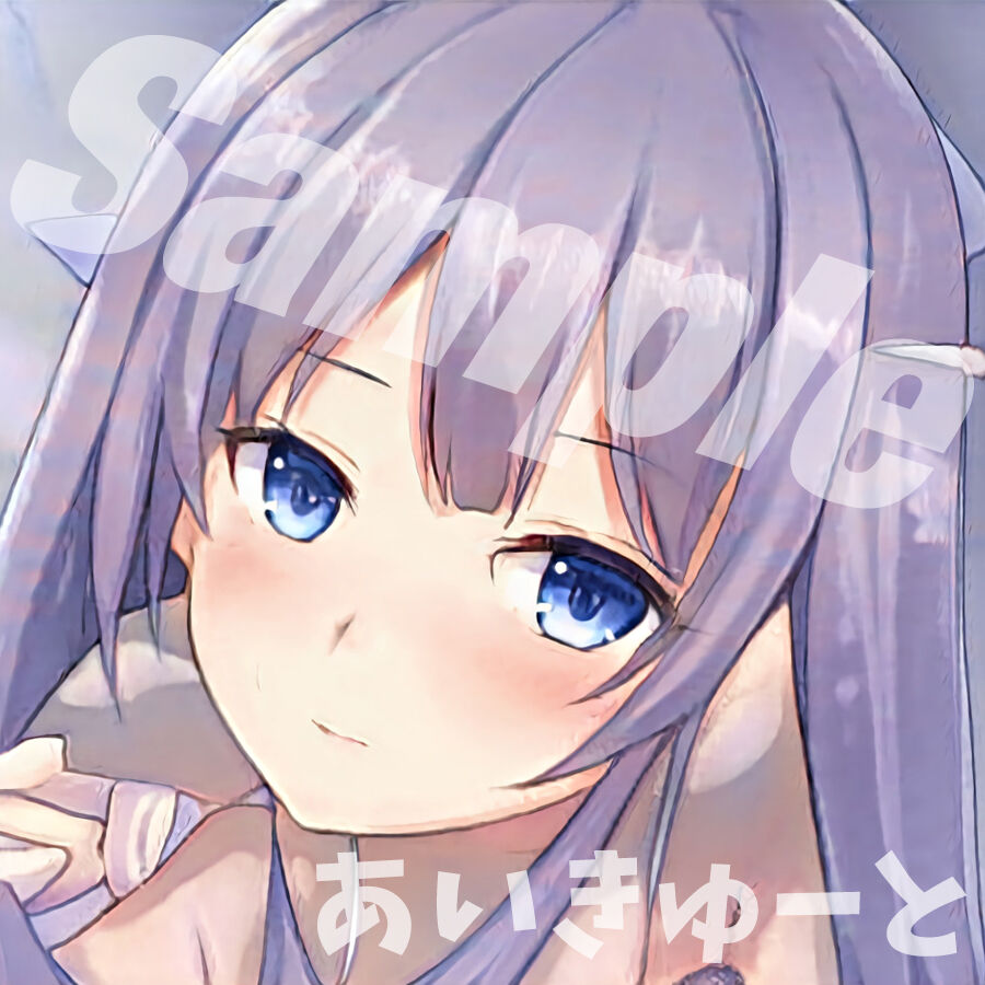 著作権フリーアイコン アニメ 女子 紫髪 ロングヘア じと目 Twitterなどsnsにお