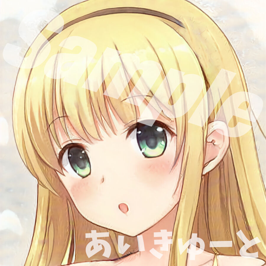 著作権フリー女の子 可愛いフリーアイコンアニメ系 緑目 金髪ロングヘア Twitterなど