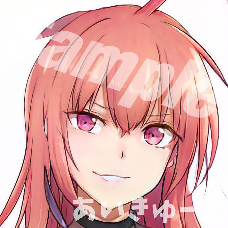 著作権フリー女の子アニメアイコン かっこいい ピンク髪 ミディアムヘア インスタなどプロフ