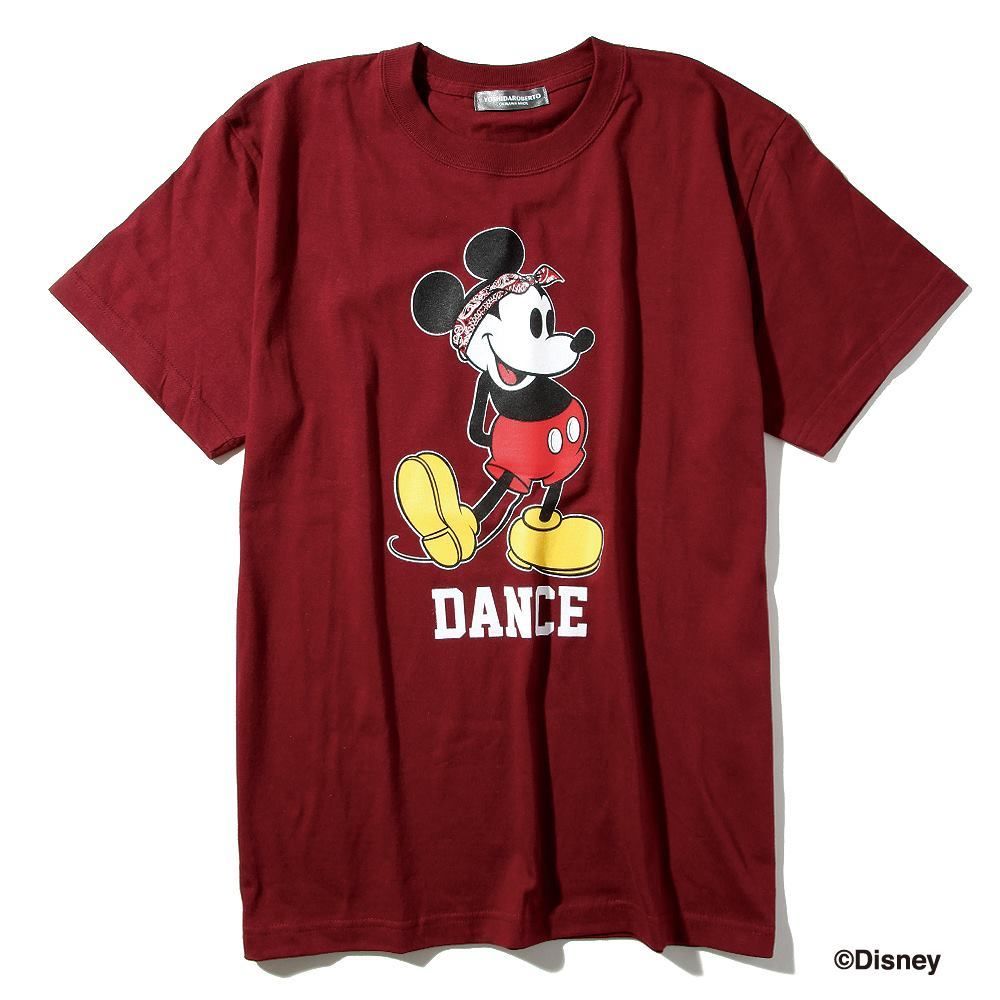 ダンスミッキーマウスtシャツ ワインレッド Bashlineshop