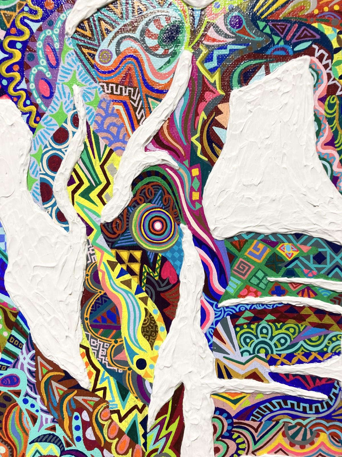 お買得!】 一点もの アクリルと油絵画 肉筆 omiのオリジナル作品 F10