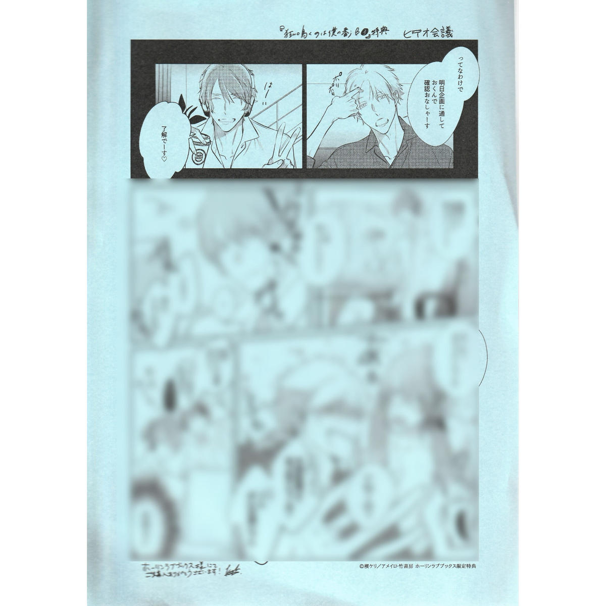 傷み有り 楔ケリ 狂い鳴くのは僕の番 B ホーリンブックス購入特典 ペーパー Blグッズ